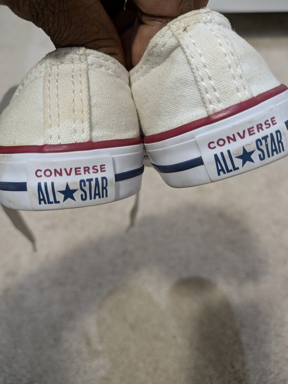 Converse Toddler White Canvas Sneakers with Red and Blue Trim